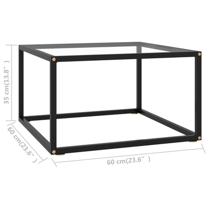 Salontafel Met Gehard Glas Zwart 60 x 60 x 35 cm Doorzichtig