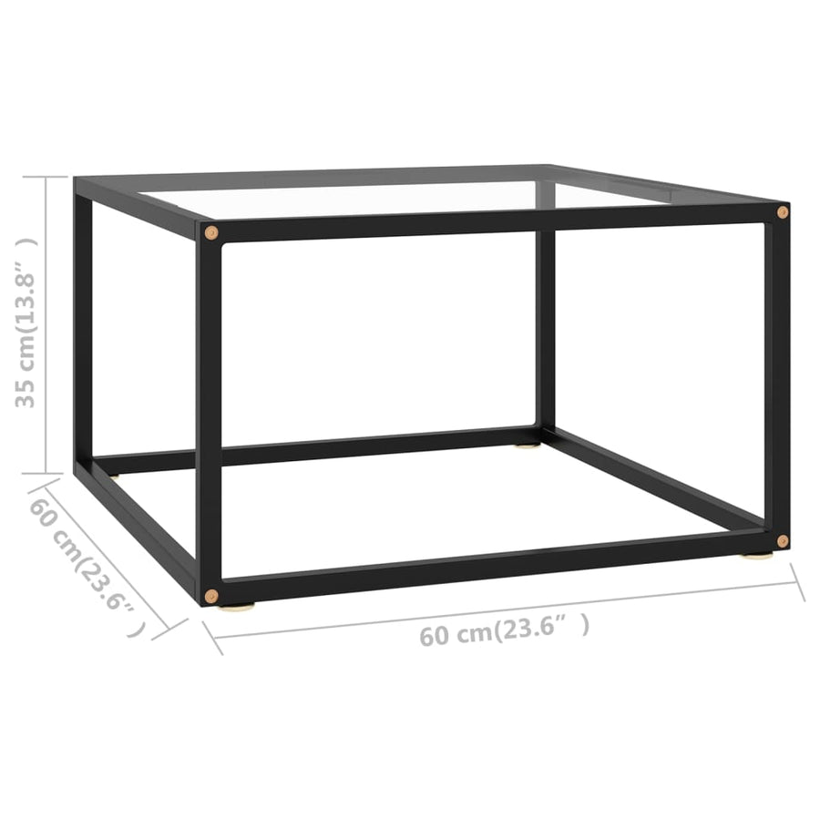 Salontafel Met Gehard Glas Zwart 60 x 60 x 35 cm Doorzichtig