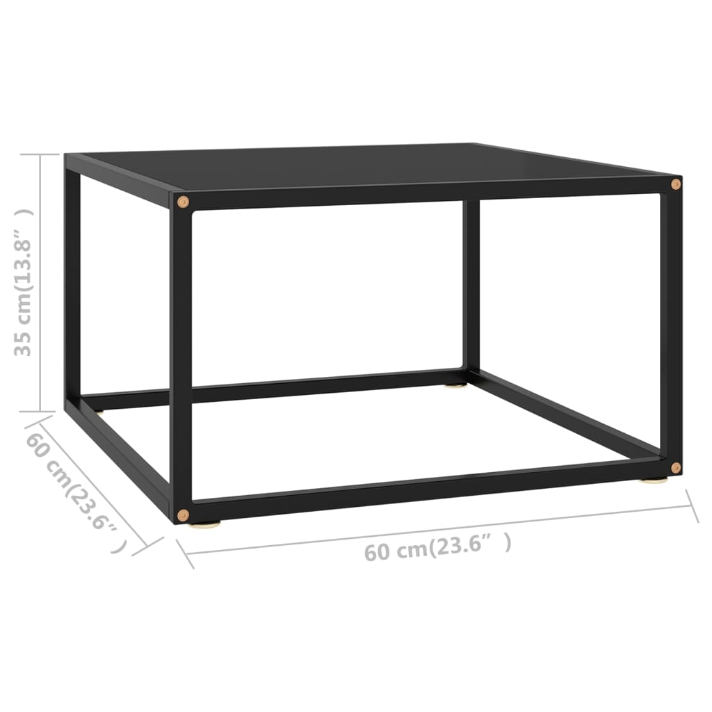 Salontafel Met Glas 60 x 60 x 35 cm Zwart