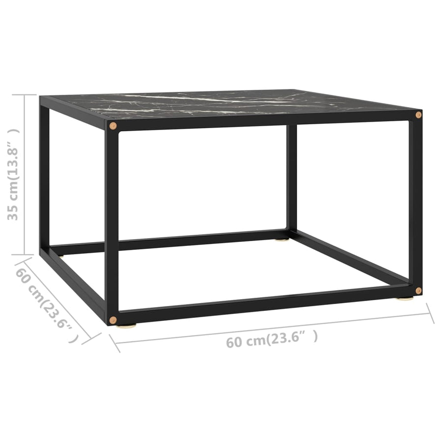 Salontafel Met Zwart Marmerglas 60X60X35 Cm Zwart 1 60 x 60 x 35 cm marble black