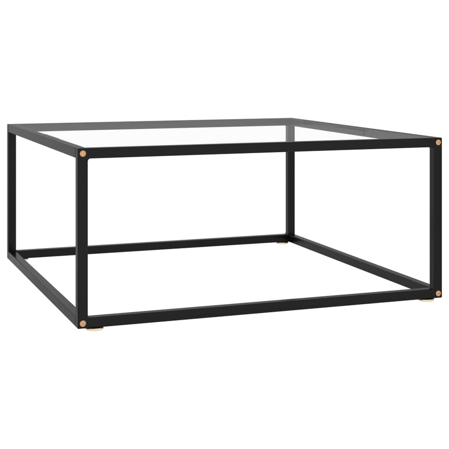 Salontafel Met Gehard Glas Zwart 80 x 80 x 35 cm Doorzichtig