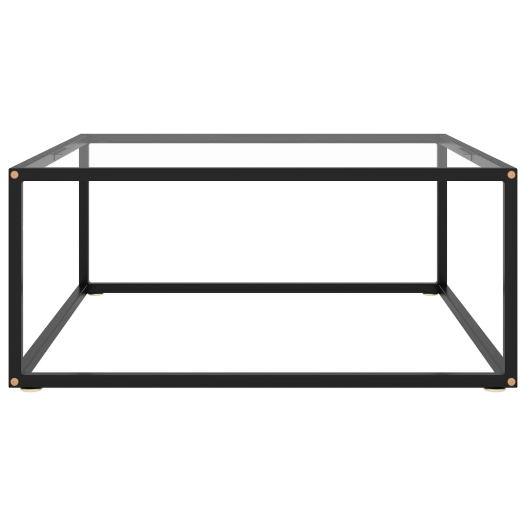 Salontafel Met Gehard Glas Zwart 80 x 80 x 35 cm Doorzichtig