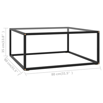 Salontafel Met Gehard Glas Zwart 80 x 80 x 35 cm Doorzichtig