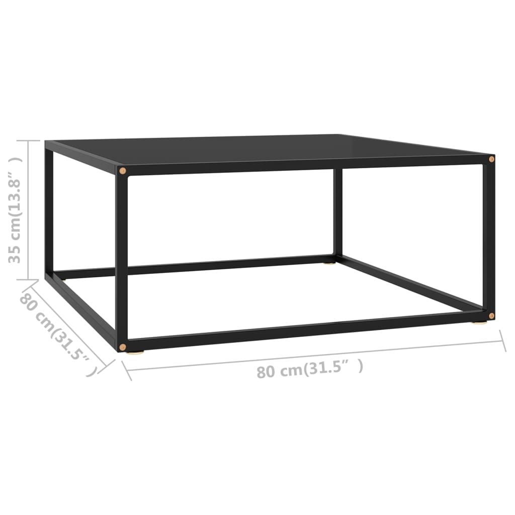 Salontafel Met Glas 80 x 80 x 35 cm Zwart