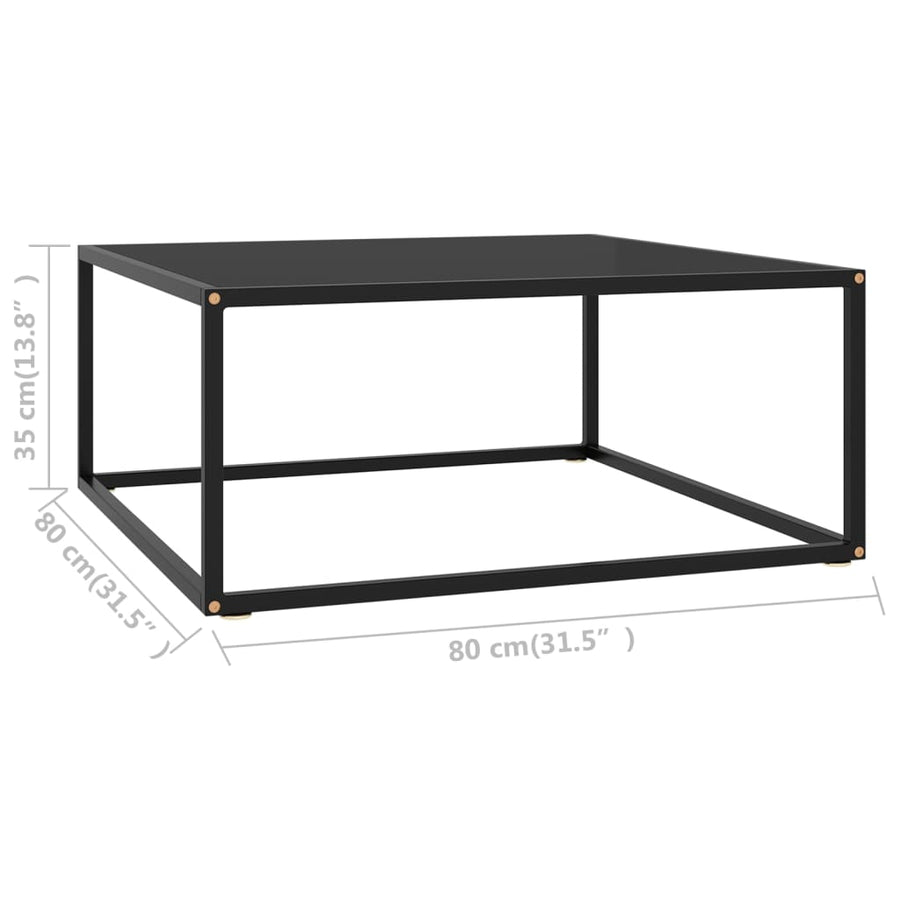 Salontafel Met Glas 80 x 80 x 35 cm Zwart