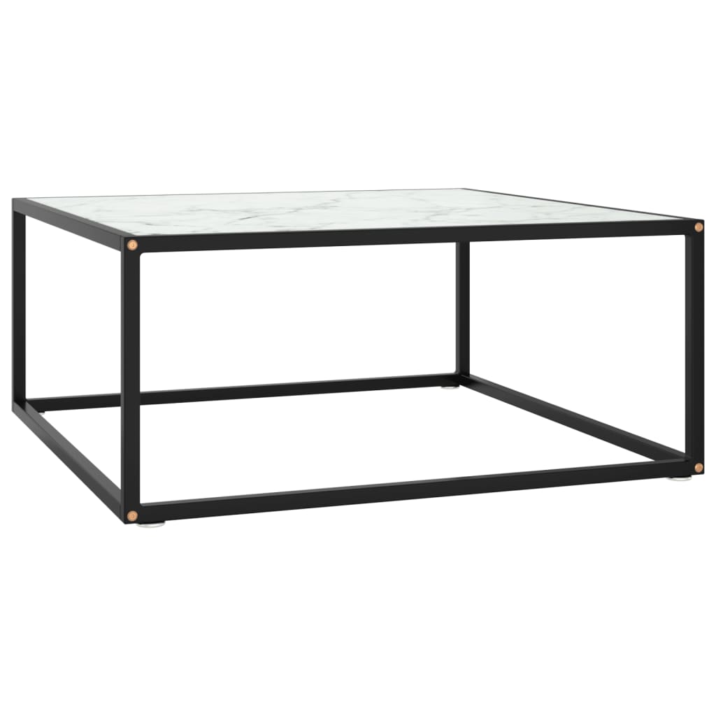 Salontafel Met Marmerglas Zwart 80 x 80 x 35 cm Wit