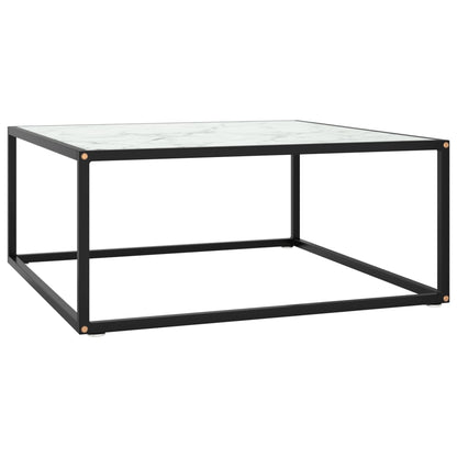 Salontafel Met Marmerglas Zwart 80 x 80 x 35 cm Wit