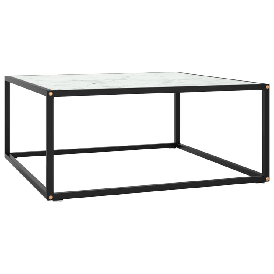 Salontafel Met Marmerglas Zwart 80 x 80 x 35 cm Wit