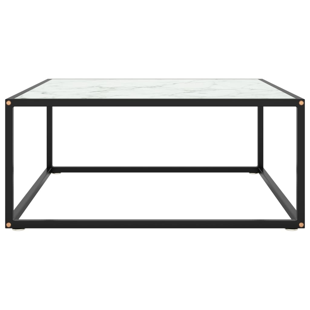 Salontafel Met Marmerglas Zwart 80 x 80 x 35 cm Wit