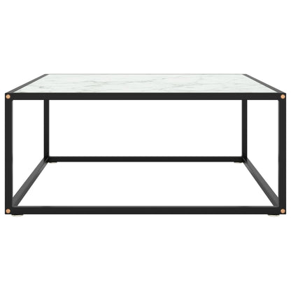 Salontafel Met Marmerglas Zwart 80 x 80 x 35 cm Wit