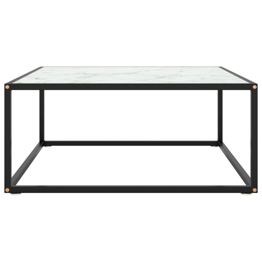 Salontafel Met Marmerglas Zwart 80 x 80 x 35 cm Wit