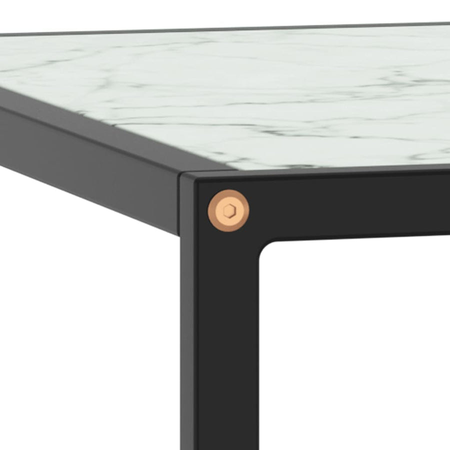 Salontafel Met Marmerglas Zwart 80 x 80 x 35 cm Wit