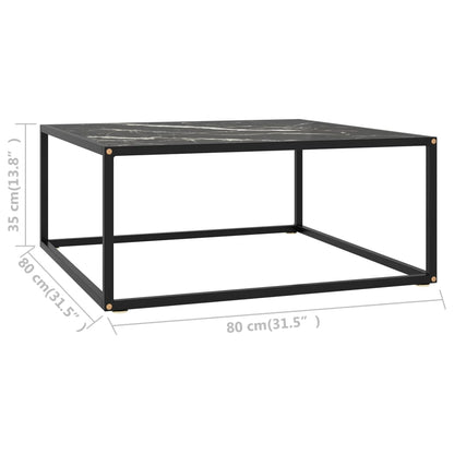 Salontafel Met Zwart Marmerglas Zwart 80 x 80 x 35 cm