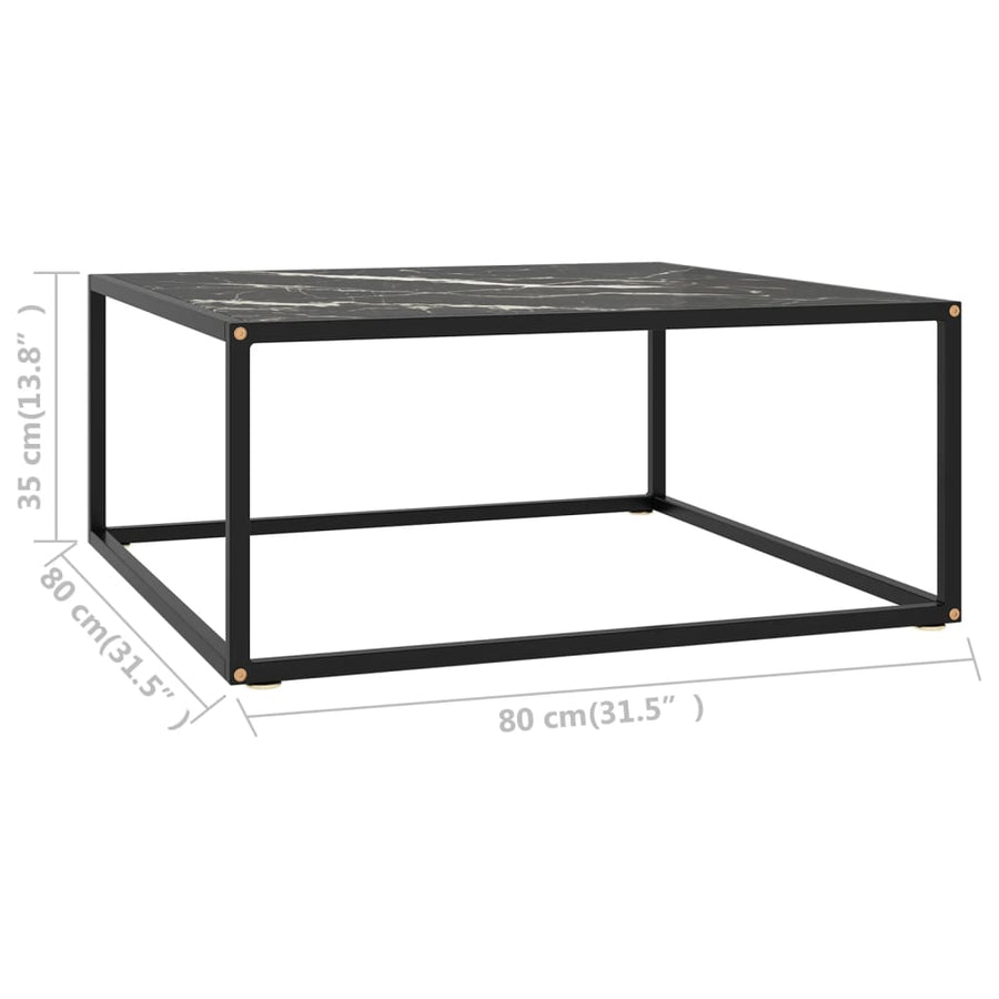 Salontafel Met Zwart Marmerglas Zwart 80 x 80 x 35 cm