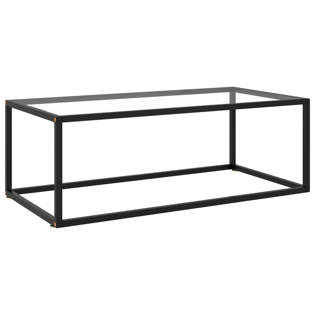Salontafel Met Gehard Glas Zwart 100 x 50 x 35 cm Doorzichtig