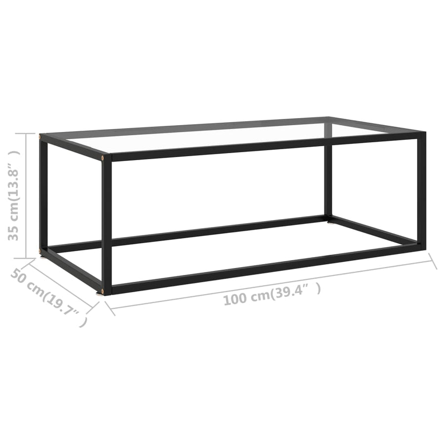 Salontafel Met Gehard Glas Zwart 100 x 50 x 35 cm Doorzichtig