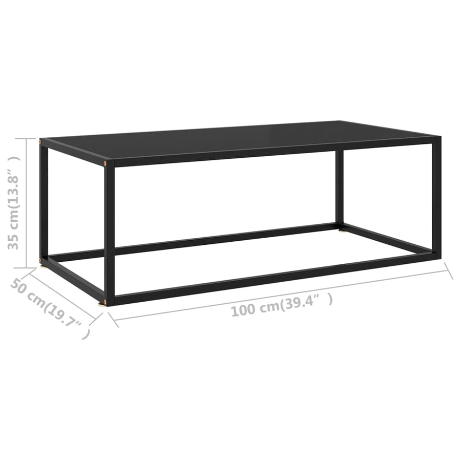 Salontafel Met Glas 100 x 50 x 35 cm Zwart