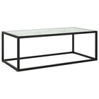 Coffee table with white marble glass 100x50x35 cm black