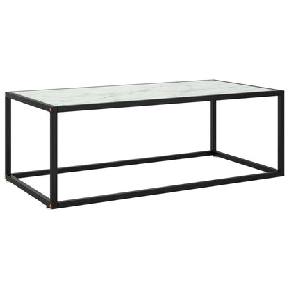 Salontafel Met Marmerglas Zwart 100 x 50 x 35 cm Wit