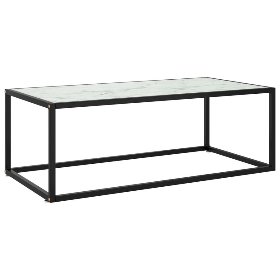 Salontafel Met Marmerglas Zwart 100 x 50 x 35 cm Wit