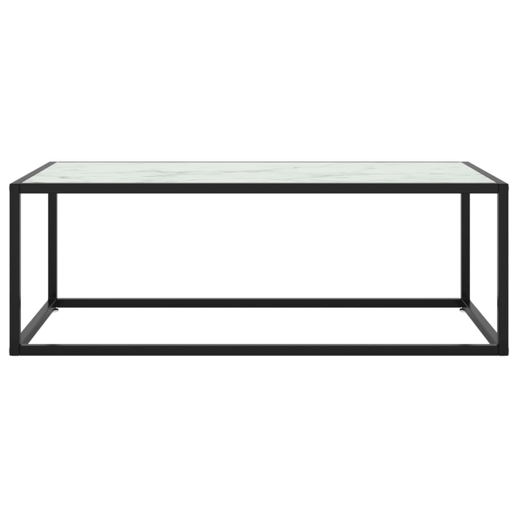 Salontafel Met Marmerglas Zwart 100 x 50 x 35 cm Wit