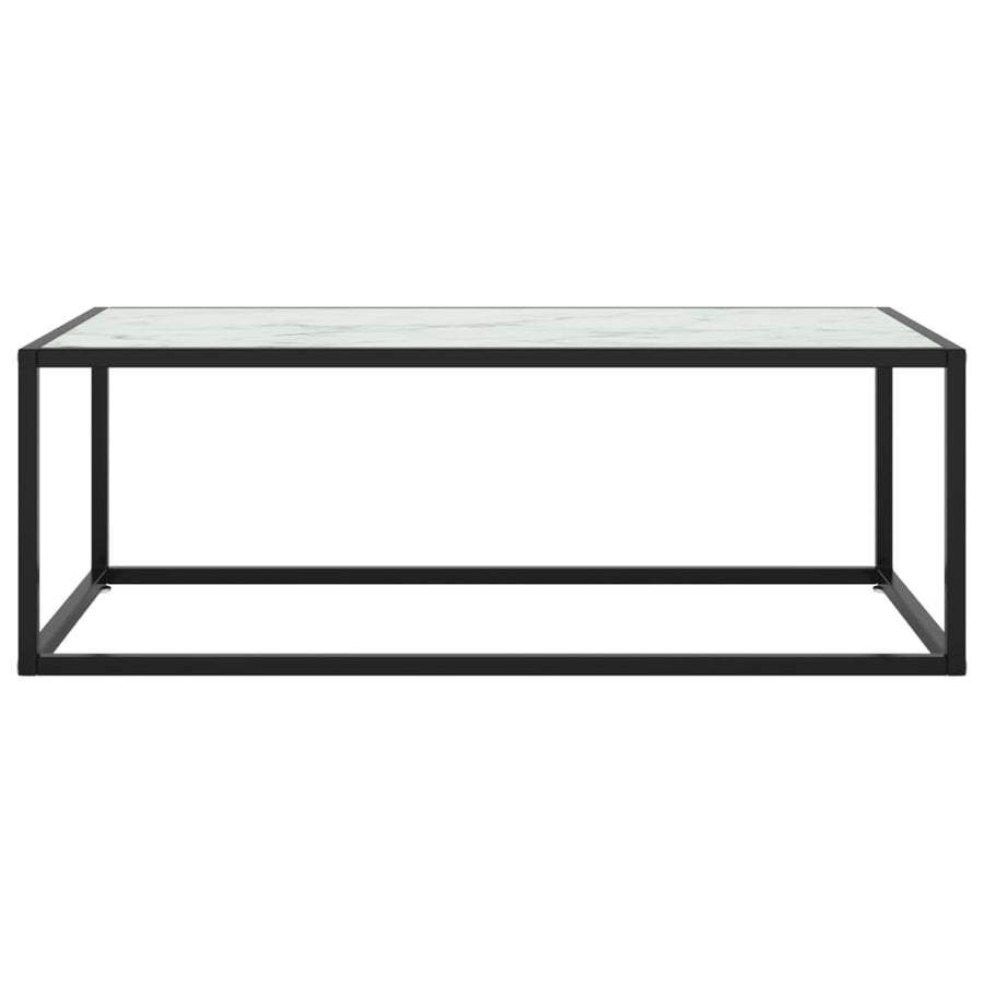 Salontafel Met Marmerglas Zwart 100 x 50 x 35 cm Wit