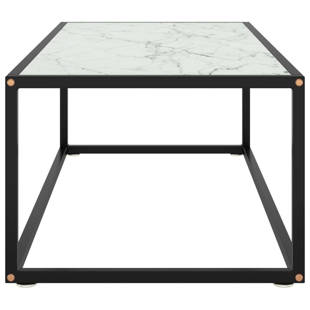 Salontafel Met Marmerglas Zwart 100 x 50 x 35 cm Wit