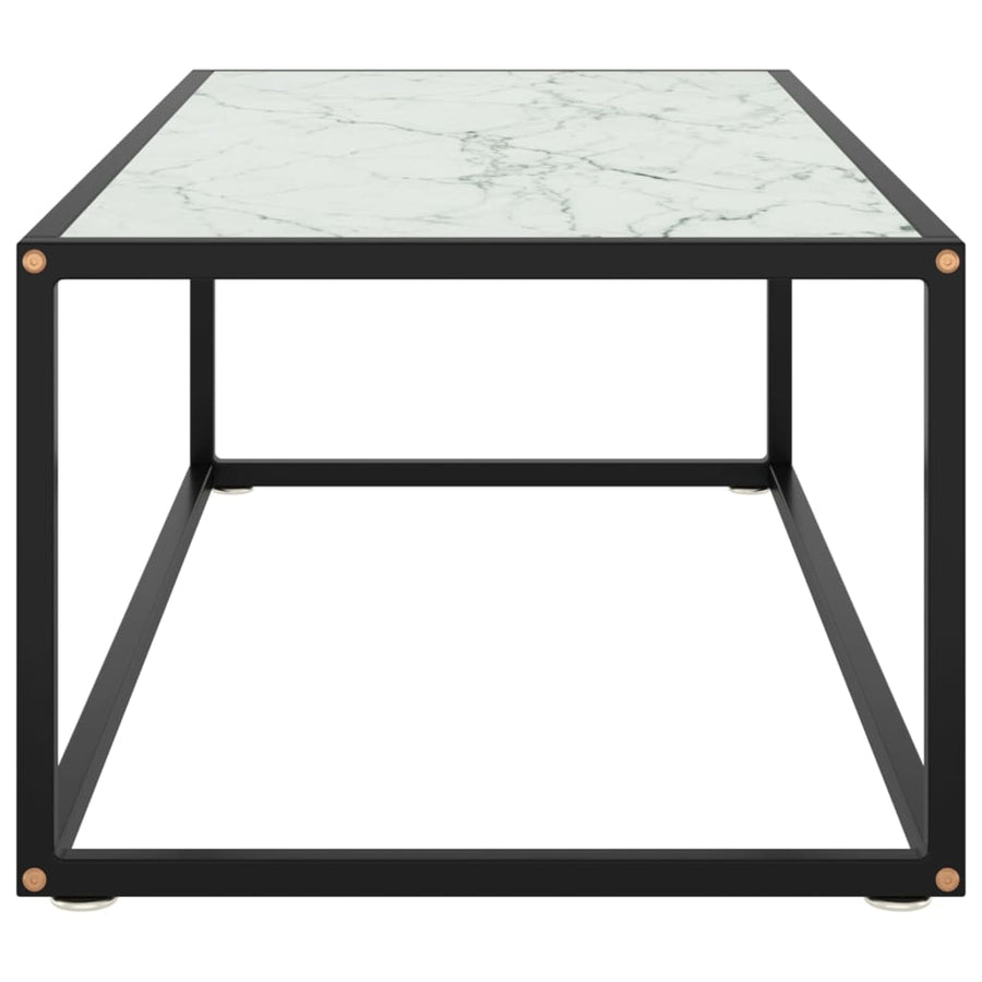 Salontafel Met Marmerglas Zwart 100 x 50 x 35 cm Wit