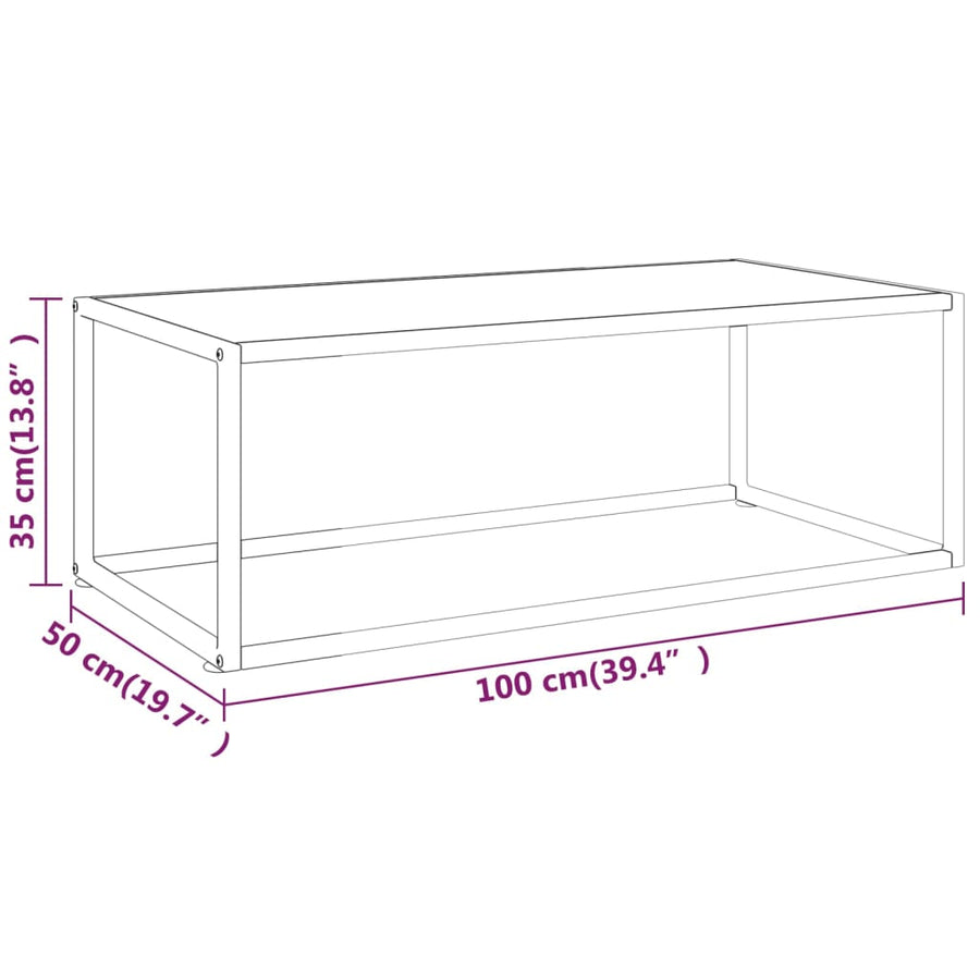 Salontafel Met Marmerglas Zwart 100 x 50 x 35 cm Wit