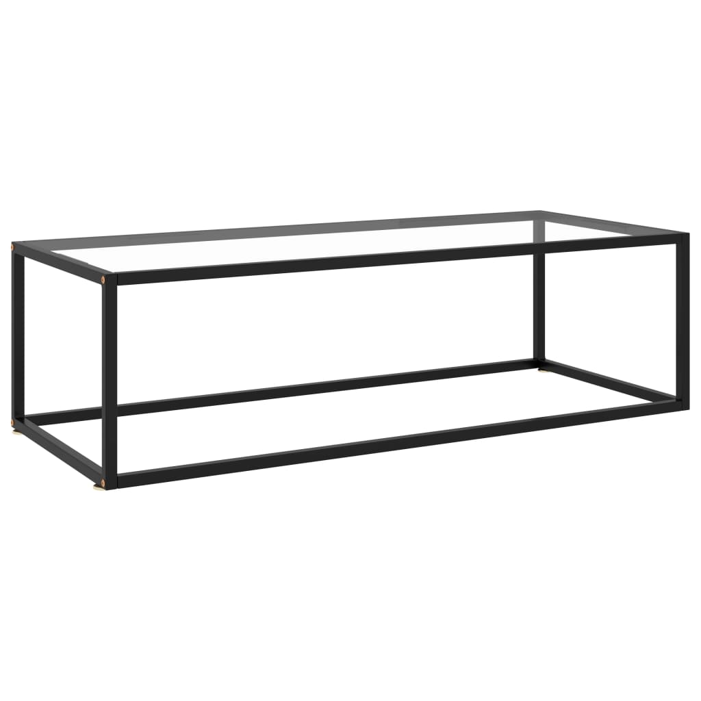 Salontafel Met Gehard Glas Zwart 120 x 50 x 35 cm Doorzichtig