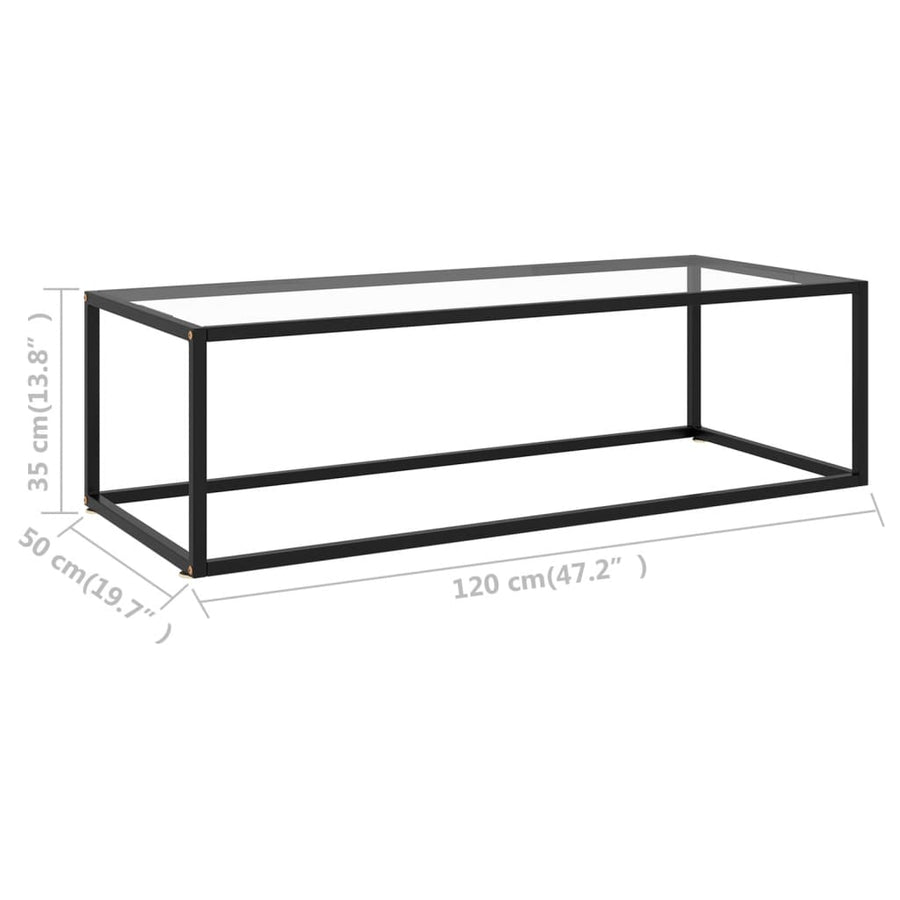 Salontafel Met Gehard Glas Zwart 120 x 50 x 35 cm Doorzichtig