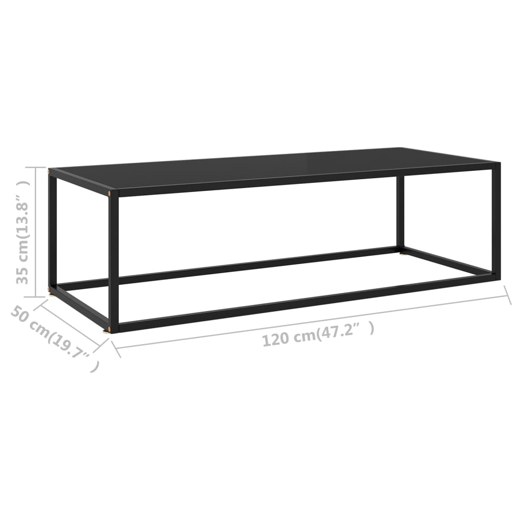 Salontafel Met Glas 120 x 50 x 35 cm Zwart