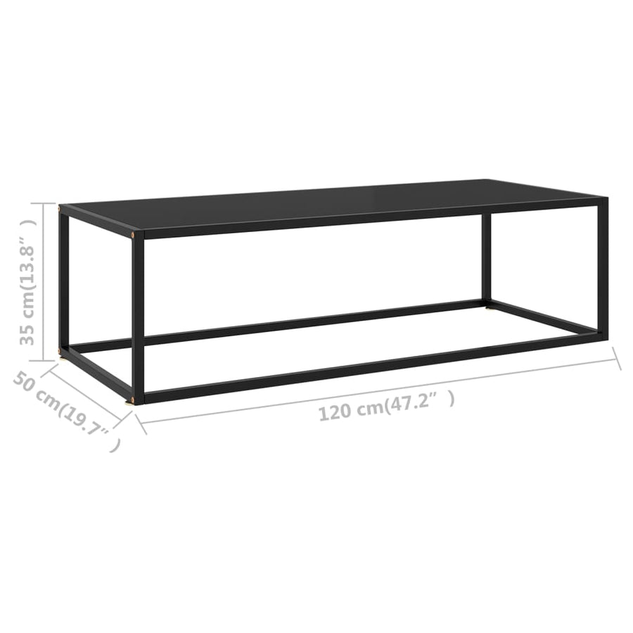 Salontafel Met Glas 120 x 50 x 35 cm Zwart