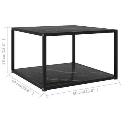 Salontafel 60x60x35 cm gehard glas zwart