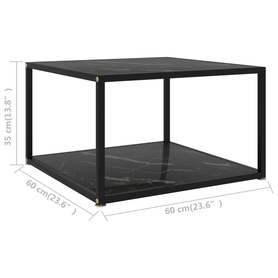 Salontafel 60x60x35 cm gehard glas zwart