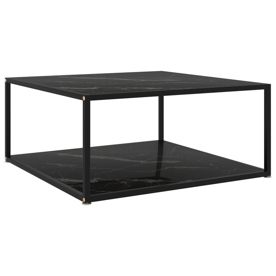 Salontafel 80x80x35 cm gehard glas zwart