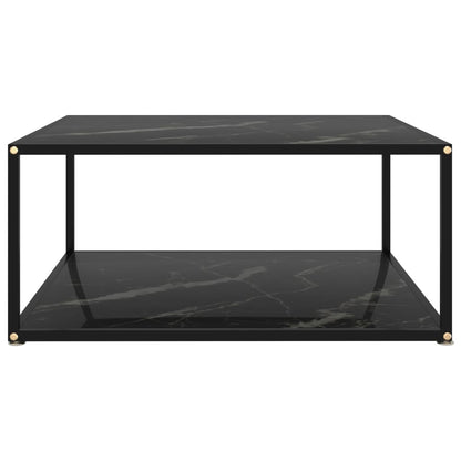 Salontafel 80x80x35 cm gehard glas zwart