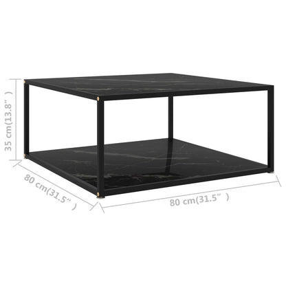 Salontafel 80x80x35 cm gehard glas zwart