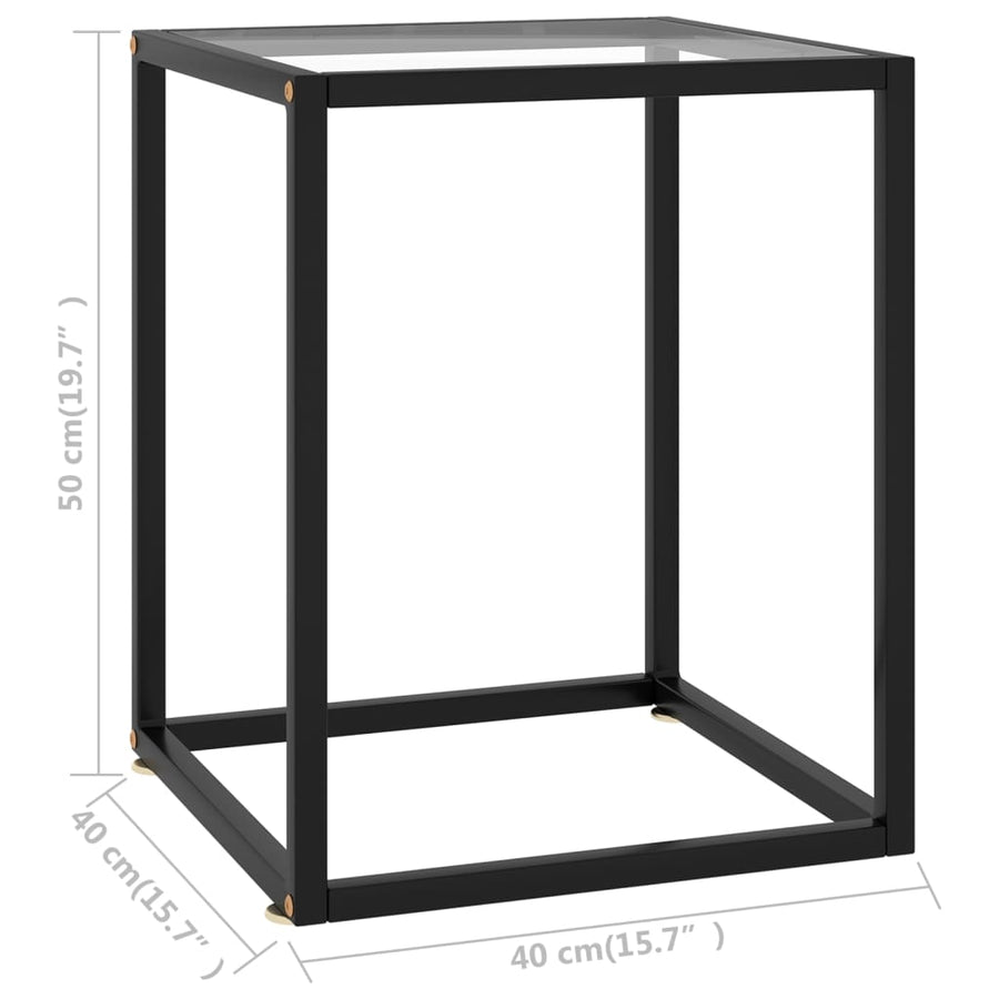 Salontafel Met Gehard Glas Zwart 40 x 40 x 50 cm Doorzichtig