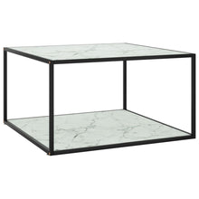 Salontafel Met Marmerglas Zwart 90 x 90 x 50 cm Wit