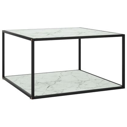Salontafel Met Marmerglas Zwart 90 x 90 x 50 cm Wit
