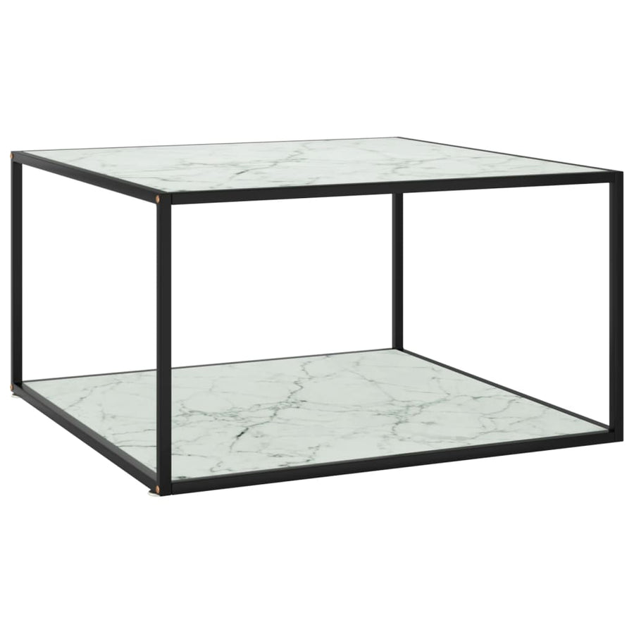 Salontafel Met Marmerglas Zwart 90 x 90 x 50 cm Wit