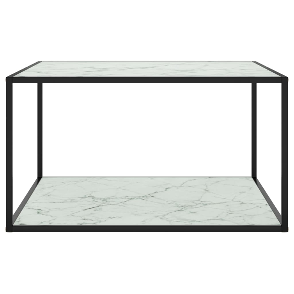 Salontafel Met Marmerglas Zwart 90 x 90 x 50 cm Wit