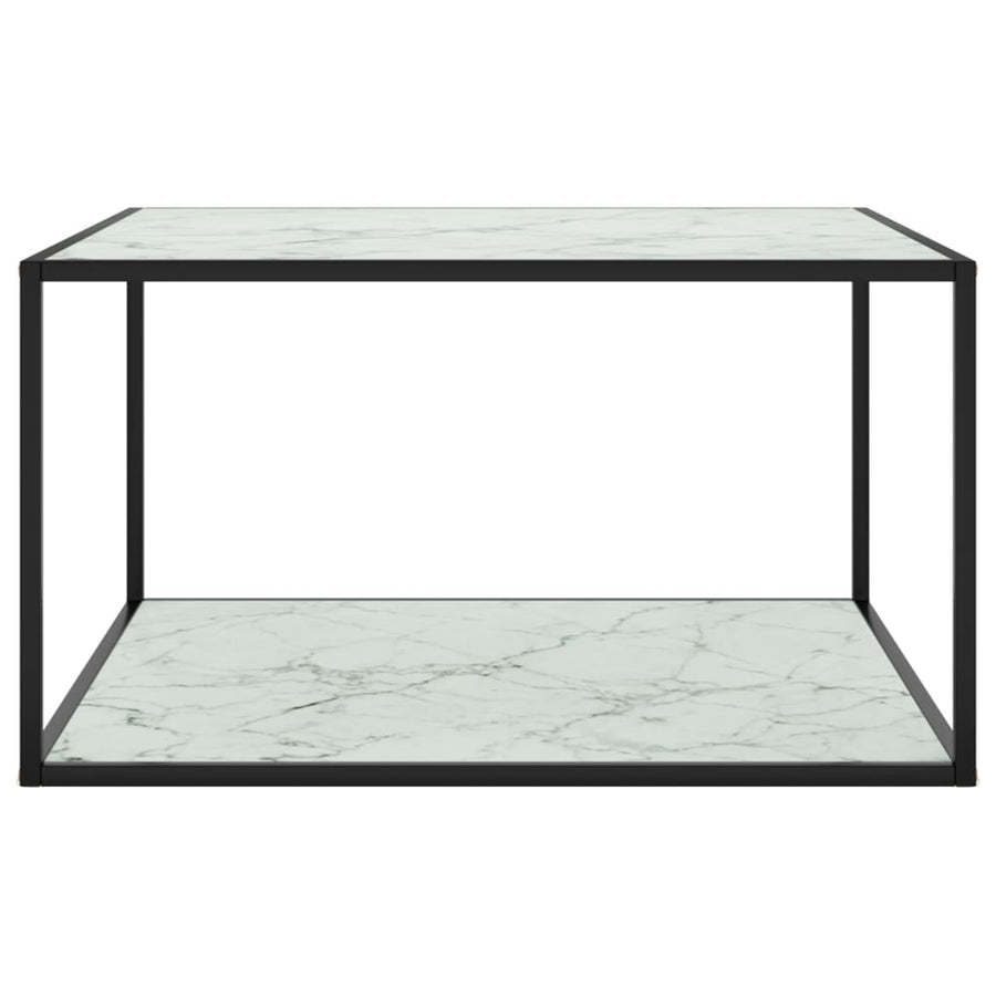 Salontafel Met Marmerglas Zwart 90 x 90 x 50 cm Wit