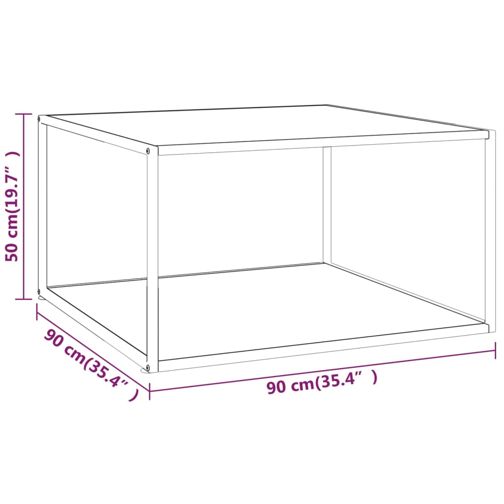 Salontafel Met Marmerglas Zwart 90 x 90 x 50 cm Wit