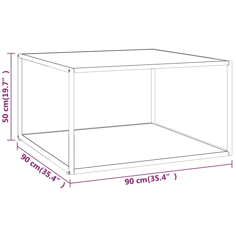 Salontafel Met Marmerglas Zwart 90 x 90 x 50 cm Wit