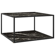 Salontafel 90x90x50 cm zwart glas staal