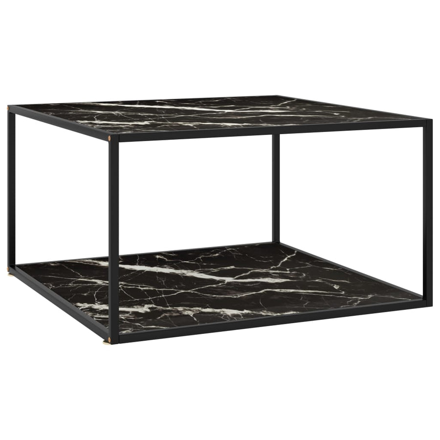 Salontafel met zwart marmerglas 90x90x50 cm zwart