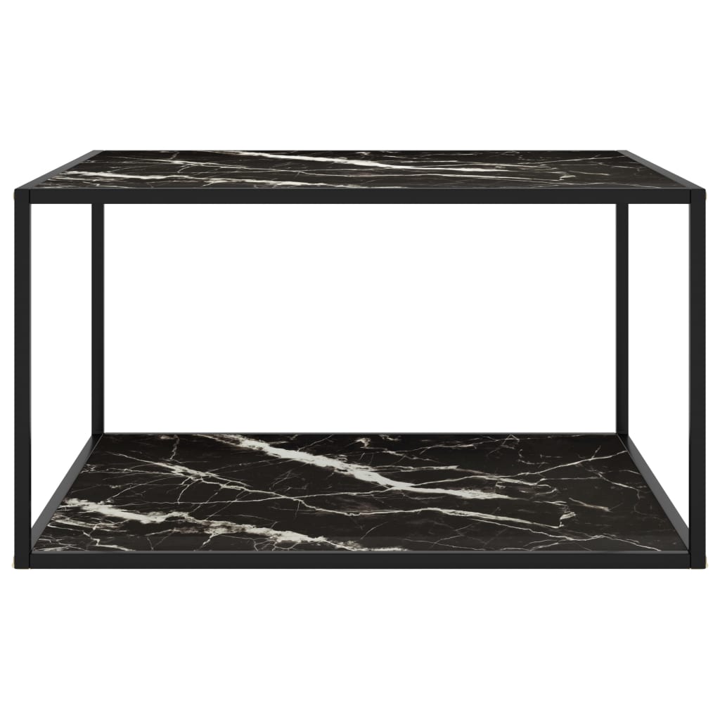 Salontafel met zwart marmerglas 90x90x50 cm zwart