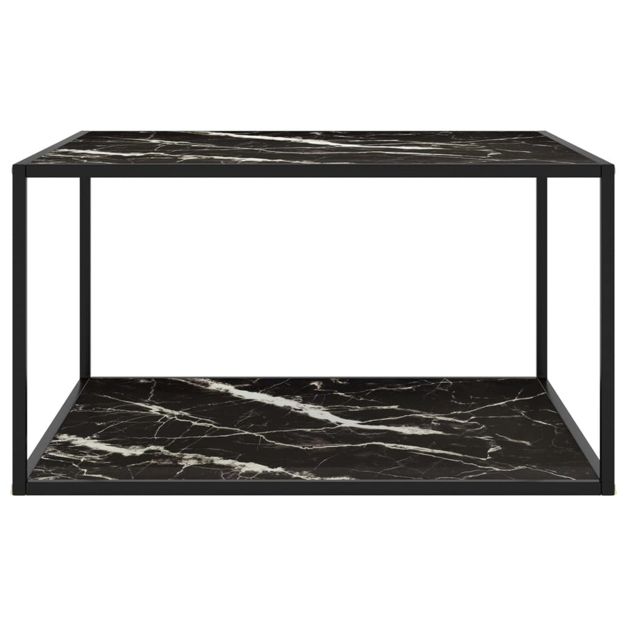 Salontafel met zwart marmerglas 90x90x50 cm zwart